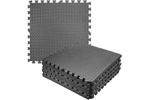 LUVODI Alfombra Puzzle Goma Eva, Esterilla Puzzle Fitness 12Pcs Suelo de Gimnasio 60x60 cm Tatami Puzzle Esterilla Piscina Desmontable Protector Losas Suelo para Deporte Casa Color Negro