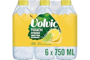 Volvic Touch Zitronen-Limetten-Geschmack – Erfrischungsgetränk aus natürlichem Mineralwasser Volvic mit Zitronen-Limetten-Geschmack – 6 x 0,75 l