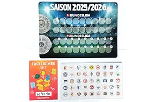 sefrado Bundle Exclusive Geschenkkarte kompatibel mit Fussball Bundesliga Magnettabelle 1. Liga und 2. Liga Saison 2025 2026