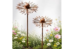 2 st rostig trädgårdsdekoration, rost dekoration för trädgård – cortenstål trädgårdsplugg metall blomma vallmo, spö rabattplugg krukstift, naturrost