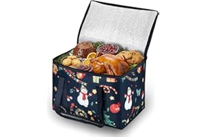 Beautyshow Torba chłodząca, duże torby izolacyjne 40 l, wielokrotnego użytku torby na zakupy spożywcze ze Świętym Mikołajem, składana termiczna torba na żywność na Boże Narodzenie, piknik, kemping