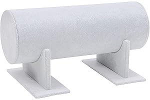 BELLE VOUS Organizador Coleteros Terciopelo Gris Expositor Diademas/Joyas - Barra en T para Accesorios para el Pelo - Organizador de Collares y Pulseras, Relojes - Soporte Diademas