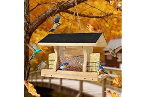 AIKER Comedero para pájaros de Madera,Una Pajarera De Diseño Refinado Y Mejorado con Soporte, Resistente A La Intemperie Y De Gran Capacidad. Ideal para Comederos De Exterior Y Balcón