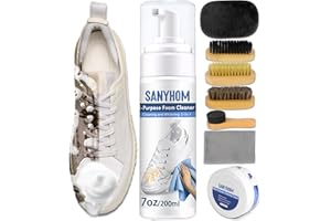 SANYHOM Sneaker Cleaner Set 8 in 1, Sneaker Reinigungsset für Sneaker und Schuhe, Premium Sneaker Reiniger Schuhreiniger-Set mit Bürste Schuhe Reinigungscreme und Handtuch für weiße Schuhe, Turnschuhe