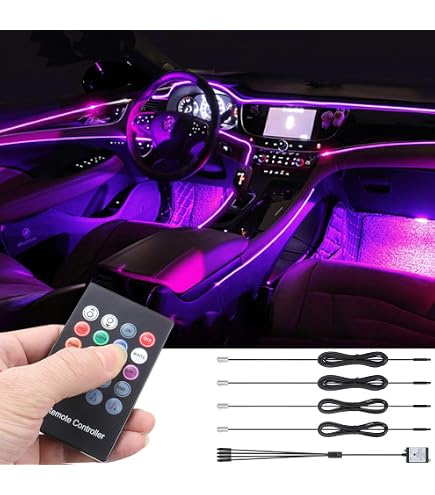 Kit Lumière Ambiante Voiture RGB - Contrôle APP Et Musique - 4 Bandes LED