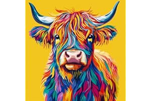 HKLIOPU Highland Cow Diamond Art Kits Adults,5D Diamond Painting Kits for Adults,Full Drill Gem Art Kits DIY Kids and Crafts Home Decor 30x30cm