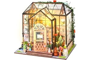 FEIMUOSI Casa delle Bambole in Legno: Diy Miniature House Kit da casa con LED, Casetta Bambole Modello di Mini Casa Fai Da Te Flower Regalo di compleanno per adulti, donne e ragazze