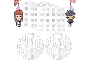 MIHURO 6Pcs 5mm Fuse Beads Boards, Large Beads Pegboards(Round Square),Transparent Bead Boards for DIY Handmade Products for Kids Adults Christmas Children's Day