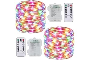 SUNNOW 2 Pezzi Stringa Luci LED - 10M/33FT Catene Luminose 100LED Luci Natalizie Batteria Impermeabile IP65, Esterno/Interni Lucine Decorative per Balcone Giardino Feste Natale (Colorato)