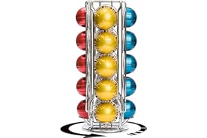 COBB INDUSTRIES® - Héra CH0023 - Porte Capsules Distributeur Présentoir Rotatif Tournant pour 20 capsules Nespresso Vertuo Acier chromé