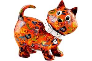 Pomme Pidou Salvadanaio in ceramica | Gatto Kiki | Medium | Arancione | Salvadanaio in ceramica con fessura per monete e molto bella decorazione | Include confezione regalo