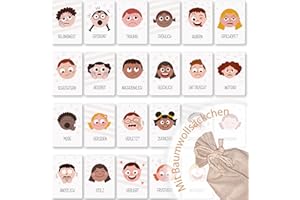 HappyArts® Gefühlskarten für Kinder DIN A6 | 24 Motive beidseitig auf 12 Karten mit Beutel | Lernkarten Ermutigung Achtsamkeit Selbstliebe