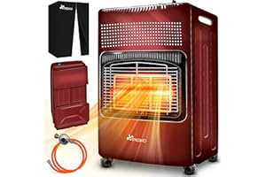TRESKO Chauffage au gaz portable 4200 W pour intérieur avec régulateur de pression, tuyau et housse de protection | 3 niveaux de chauffage réglables | Appareil de chauffage mobile