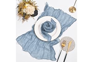 Dloapesy Cheesecloth Gauze Napkins with Wrinkled, Set of 6, Weddings Decorative Napkins, Dinner Parties, Everyday use Napkins (50cmx50cm) (Dusty Blue) (FH48)