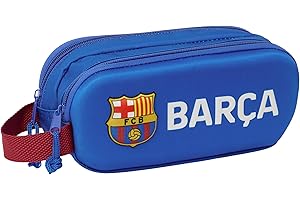 Safta F.C. Barcelona 3D - podwójny piórnik 3D, piórnik dziecięcy, piórnik dla dzieci, idealny dla dzieci w wieku szkolnym, wygodny i wszechstronny, jakość i wytrzymałość, 21 x 6 x 8 cm, kolor