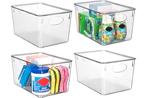 CLEARSPACE Plastic Storage Bins With lids – Perfect Kitchen Fridge Organizer, Pantry Organization, Cabinet Organizers (4 Pack)