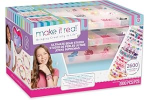 Make It Real DIY Jewellery Making Bead Set with Beads, Charms and Storage - Arts and Crafts for Kids - Girls Gifts