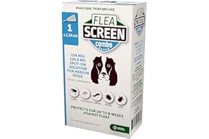FLEA SCREEN combo Medium Dog (1 Pipette): Flea Treatment for Dogs - Kills Fleas, Flea Eggs & Ticks - Provides 4 Weeks Flea and Tick Treatment for Medium Dogs (10-20kg).