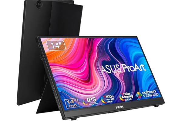ASUS ProArt Display PA148CTV - Monitor Profesional portátil de 14" (IPS, Full HD (1920 x 1080), 100% sRGB, 100% Rec.709, USB-C, Interfaz táctil de 10 Puntos)