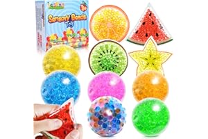 LESONG Stress Balls and Fruit Sensory Bean Bags Set 10Pcs, Water Beads Fidget Toys Pack for Kids Children and Adults, Sensory Squeeze Toy Stress Relief for ADHD, Autism, Classroom Gifts