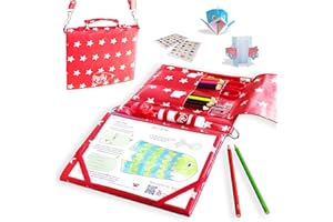 Pipity Art Set for Kids | Travel Activity Packs with Fun Drawing, Colouring, Arts & Crafts, Games Activities | Easel | Stationery Sets| Gifts for Creative Girls and Boys Ages 6,7,8,9+ | Red
