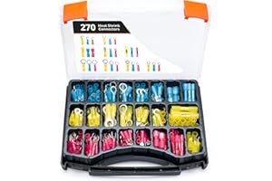 Wirefy Heat Shrink Wire Connectors Kit - Marine Grade Electrical Connectors - Automotive Butt Connectors - Insulated Ring, Spade, Fork, Hook Crimp Terminals - 22-10 Gauge - 270 PCS