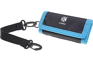 Camkix Memory Card Wallet - CF/XQD Kartenaufbewahrung - Schlank und faltbar mit transparenten Slots - Kann bis zu 10 CF/XQD-Karten - Riemen mit Tether enthalten - (Schwarz/Blau)