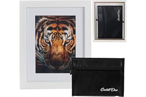 Castell Deco - Cassaforte Mimetica a Forma di Cornice per Foto 13x18 cm. Nascondi Segreto Sotto Forma di Porta Foto, Salvadanaio Sicuro per Documenti e Passaporti. (Bianco)