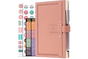 GOLDAYPLN Agenda 2025-2026 A5, página por día, agenda de mediados de año, agenda 2025-2026 de julio de 2025 a junio de 2026, agenda mensual diaria con calendario, bolígrafo, soporte para bolígrafos, pestañas