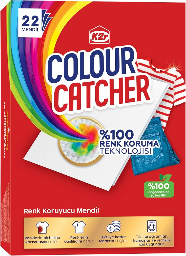 K2r Renk Koruyucu Çamaşır Makinesi Mendili 22'li | 22 Mendil | Renk Koruma | Çamaşır Makinesi Mendili