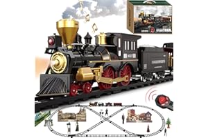 BUBUQE Train Set for Kids Remote Control Christmas Train Toys w/Steam Locomotive,Passenger Carriage & Luxury Tracks, Electric Trains w/Realistic Smoke,Sounds & Lights, Birthday Gift for Boys Girls 3 4 5 6 7…