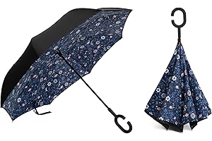 Braty Decorations Seitenverkehrter Stockschirm, Innovativer Regenschirm, Doppelschichtiger Regenschirm, Umgekehrter Regenschirm, Regenschirm mit C-förmigem Griff