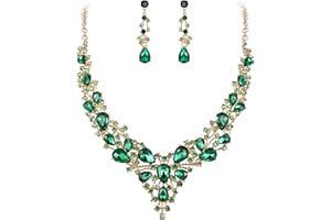 EVER FAITH Parure Gioielli Donna Nuziale Sposa Gioielli Set Cristallo Fiore Foglia Vite lacrima Sposa Festa Set Orecchini Collana