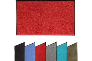 FB FUNKYBUYS Dirt Trapper Door Mat Indoor & Outdoor, Non Slip Heavy Duty Doormat, Washable Front Door Mat, Super Absorbent Floor Mat, Rubber Backed Barrier Mat Rug for Home, Kitchen & Office (Red, 40 X 60)