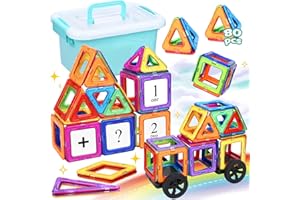 UCAMP Bloques de Construcción Magnéticos 80 Piezas,Bloques Construccion Niños,3D Juguetes construcciones magneticas niños para Niños y Juguetes Niñas 3 4 5 6 7 AñosEducativos 3D Imanes Regalos