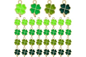 DTOFOOT 60 Stück Emaille Kleeblatt Charms Anhänger, Vierblättriges Kleeblatt Charms Glücksbringer Anhänger Basteln DIY Schmuck Handwerk Silvester Geburtstag Abschied Dankeschön Klein Geschenke