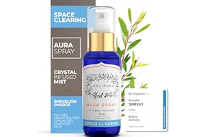 ‎BALIPURA BALIPURA - Heilkristalle Smudge Spray für die Reinigung und Raumreinigung Energy Auric Blends ersetzen Weihrauch, Sticks, Bündel und Kerzen - Lavendel, Teebaum und Zitrone Bio Ätherische Öle - 100ml