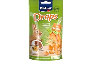 Vitakraft Drops, Leckerlis für Hasen und Hamster, mit Karotte, ideal zum Verwöhnen, ohne Zusatz von Zucker (1x 75g)