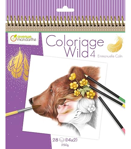 Carnet De Coloriage Adulte My Mandarine A4 36 Pages - Illustrations Fines, Papier épais 250g, Spirale 360°, Art-thérapie