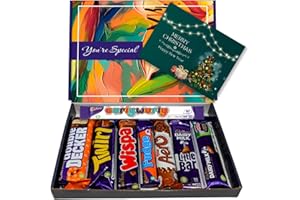 BENERRY Merry Christmas, Happy New Year Chocolate Gift Box - 8 Full Sized Bars - Perfect Letterbox Gift Hamper -For Kids - Him and Her