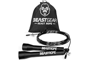 Beast Gear Skipping Rope, Steel Speed Fitness Jump Ropes, Lightweight and Adjustable Workout Equipment for Jumping, MMA, HIIT Workout