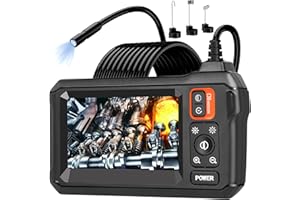 DAXIONGMAO Endoscope Camera with Light, Dual Lens Borescope, 1080 HD Inspection Camera, 8 mm IP67 Waterproof Camera, Sewer Camera with 4.3" LCD Screen, 50FT Semi-Rigid Cable, Gadgets for Men