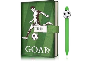 NAVDRIVL Tagebuch mit Schloss, Tagebuch Jungs Kinder, Notizbuch Kinder, Weihnachten Geburtstag Geschenke für Jungen 8 9 10 11 12 13 14 15 16 Jahre, Fußball Tagebücher mit Code für Teenager Erwachsene Mädchen