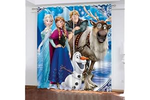 SMNVCKJ Anime ELSA Tenda oscurante in tessuto impermeabile, per cameretta dei bambini, stampa digitale 3D, 100% poliestere (7,280 × 180 cm)
