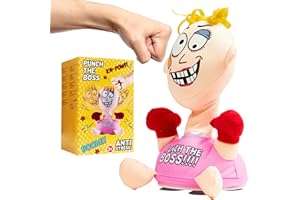 KREATIVEKRAFT Jouet Anti Stress Adulte Bureau Idée Cadeau Humoristique Collègue Homme Femme Punching Ball Bureau Antistress Adultes Funny Gifts Secret Santa (Rose)