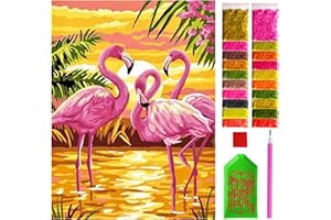 ARTULIO Diamond Painting Set - Flamingo im Sonnenuntergang - 30x40 cm – 5D Diamant Painting Bilder DIY, Diamond Painting Erwachsene