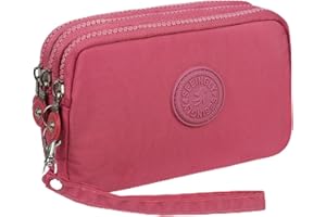 Btoon 3 Layer Zipper Nylon Wallets for Women Wristlet Bag Purse Waterproof Cell Phone Pouch Handbag