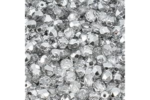 ‎BOHEMIA CRYSTAL VALLEY Faceted Cut Beads, Czech Crystal 4 mm, Crystal Silver Aluminium Labrador 00030-27001, Fire Polished Glass Beads, Pack of 100