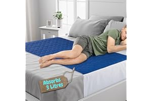 Lynmark® Washable Bed Protector/Pad with Tucks - Kingsize, Reusable waterproof Sheet For Incontinence & bed wetting, Premium Waterproof mattress cover, Absorbs up to 3L, 150x85 cm Navy Pack of 1