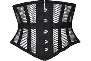 Hi-GERMANWEARS Hi-46 damski gorset pod biustem czarny bawełniany siatkowy stalowy gorset modelujący talię